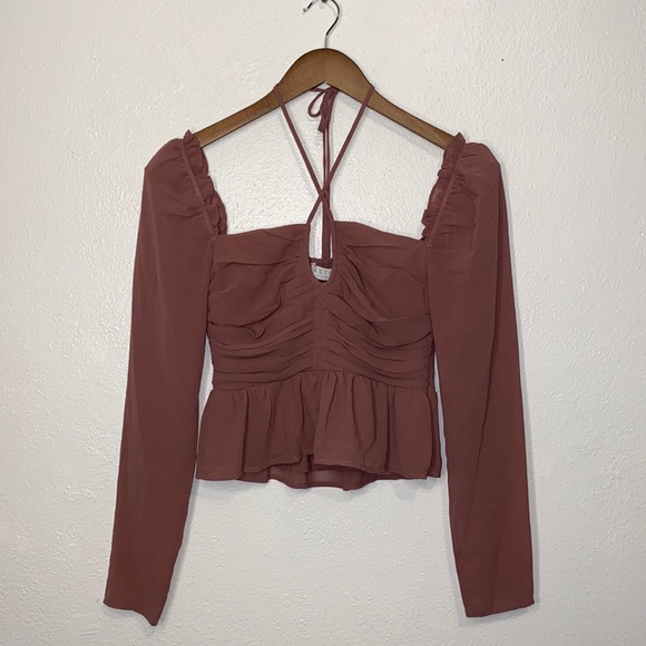 Astr The Label Long Sleeve Blouse with Sheer Sleeves - Picture 3 of 7